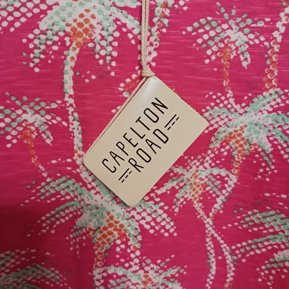 Capelton Palm Tree Dress Crew Neck T-shirt Beachy Pool Party 100% Cotton Med NWT - Picture 8 of 8